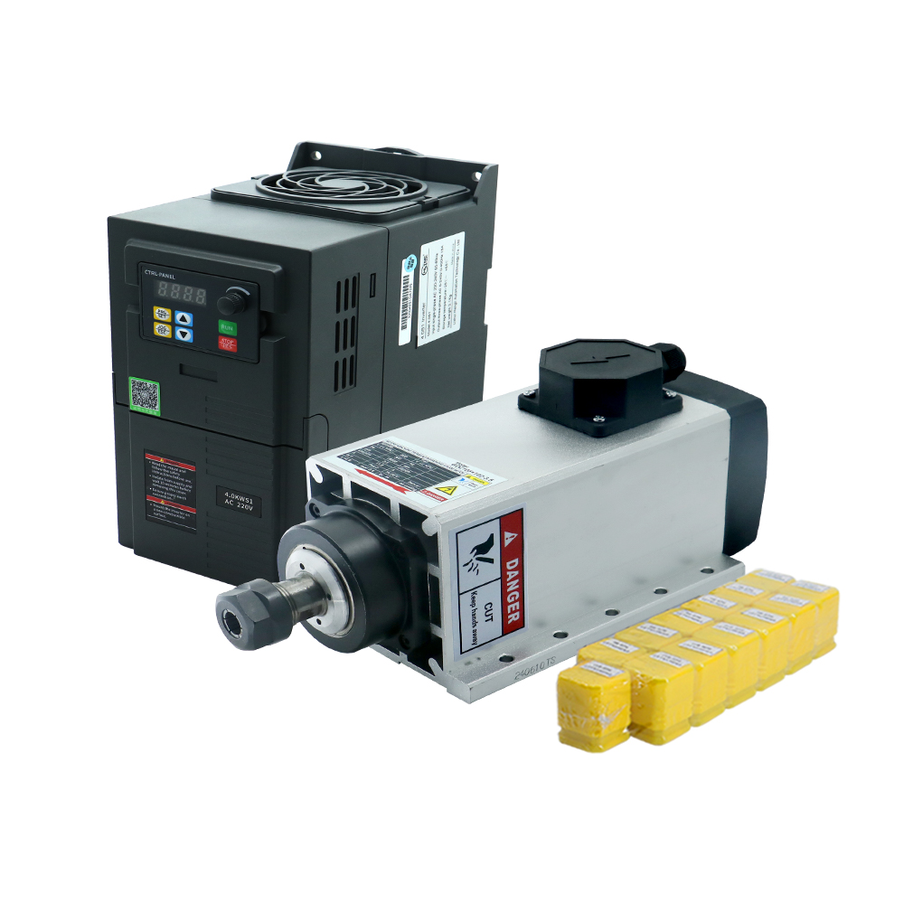 Cnc Spindle Motor - มอเตอร์แกนหมุน 3.5KW ER20 220V แบบมีขอบโค้ง พร้อมกล่องต่อสายไฟ