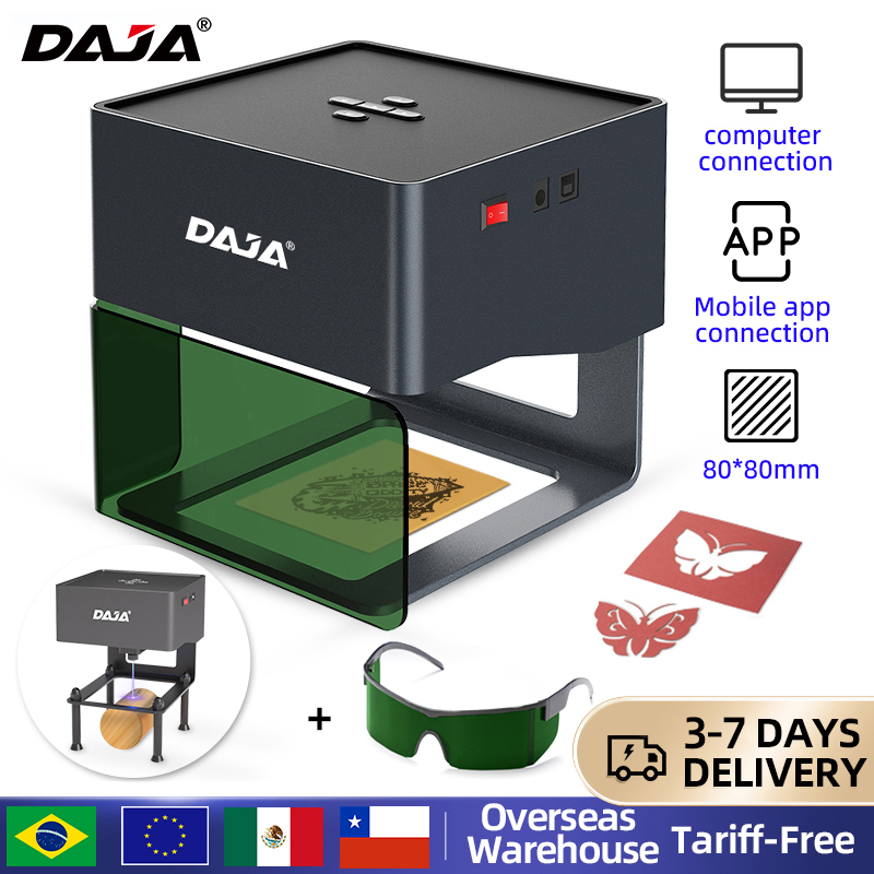 Laser Marking Machine - DAJA DJ6 มินิแบบพกพาเลเซอร์แกะสลัก DIY เครื่องบลูทูธทาสีแท็กสุนัขกระดาษหนังไม้พลาสติกโลโก้เครื่อง CNC